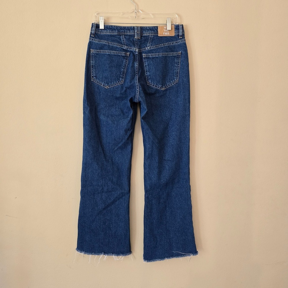 We The Free Free People Ava High Rise Boot Cut Raw Hem Jeans Dark Wash 27 - Picture 2 of 6
